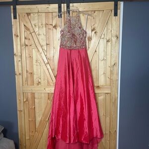 Sherri Hill Pink and Nude Beaded Bodice Prom Dress